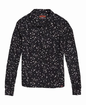 Superdry Elena Printed Női Ing Fekete | HVCRX6149